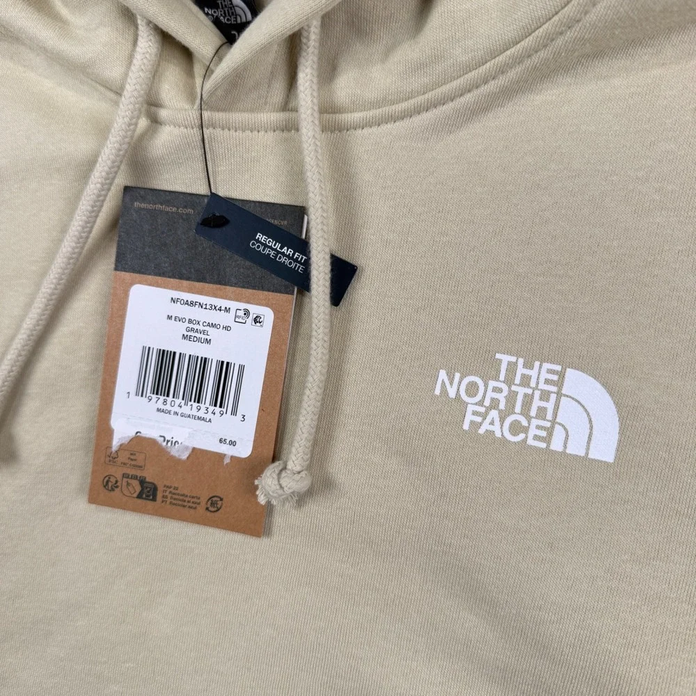 NEW The North Face Hoodie Men Medium Gravel Beige M EVO Box Camo